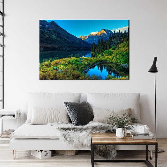 Mountains Village Framed Canvas