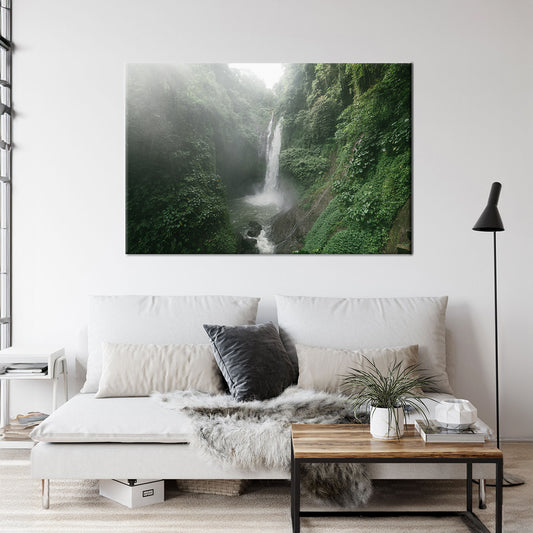 Forest Waterfall Framed Canvas